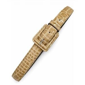 Genuine Leather Crocodile Print (Imitation) Leather Elegant Belt Camel S Italy